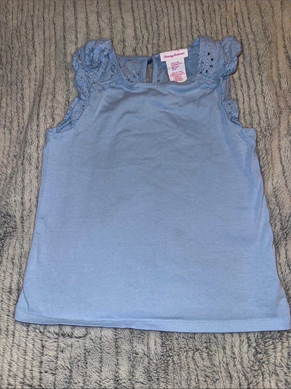 Tommy Bahama Powder Blue Eyelet Ruffle Tank